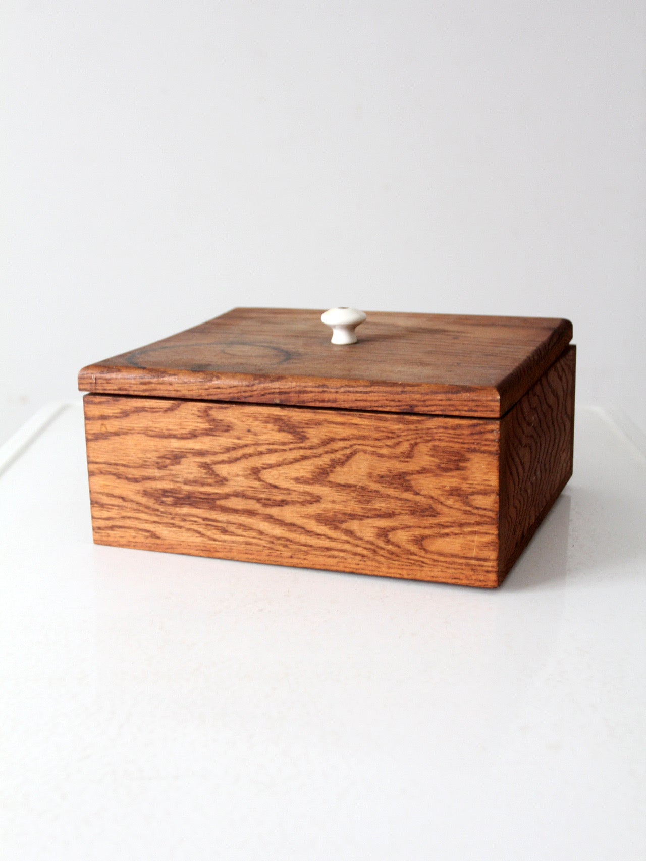 vintage oak wood storage box