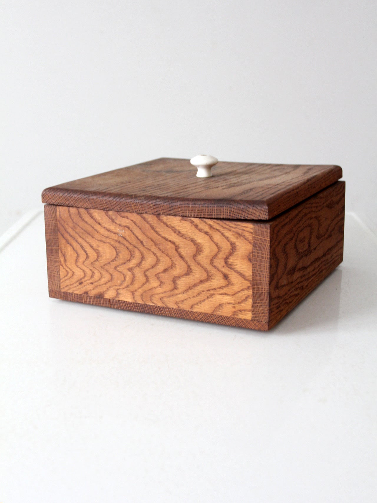 vintage oak wood storage box