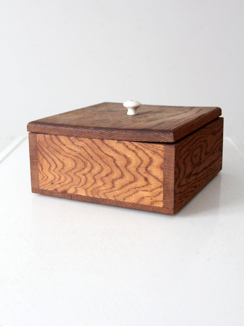 vintage oak wood storage box