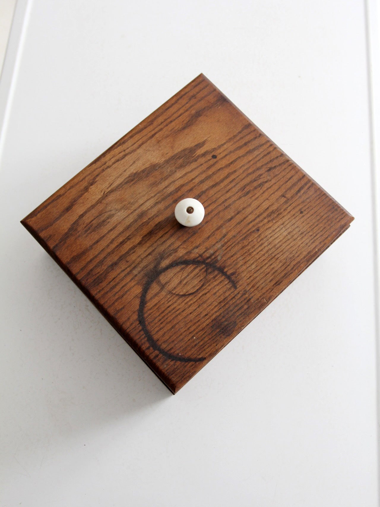 vintage oak wood storage box