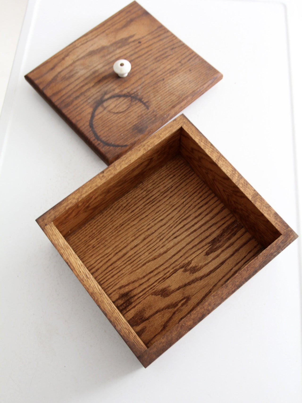 vintage oak wood storage box