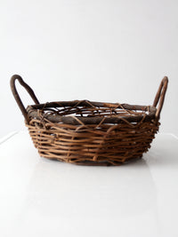 vintage handwoven vine basket with handles