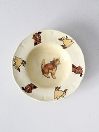 vintage 1930s Mount Clemens pottery illustrated dish with cat