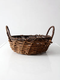 vintage handwoven vine basket with handles