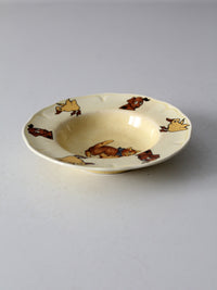 vintage 1930s Mount Clemens pottery illustrated dish with cat