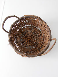 vintage handwoven vine basket with handles