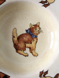 vintage 1930s Mount Clemens pottery illustrated dish with cat