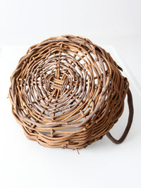 vintage handwoven vine basket with handles