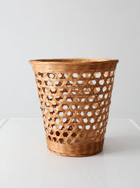 vintage open weave wicker waste basket