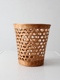 vintage open weave wicker waste basket