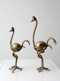 pair of 1970s brass ostrich sculptures