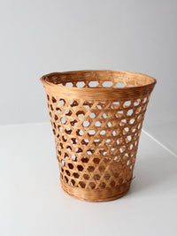 vintage open weave wicker waste basket