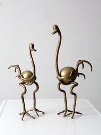 pair of 1970s brass ostrich sculptures