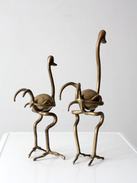pair of 1970s brass ostrich sculptures