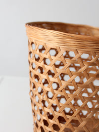 vintage open weave wicker waste basket
