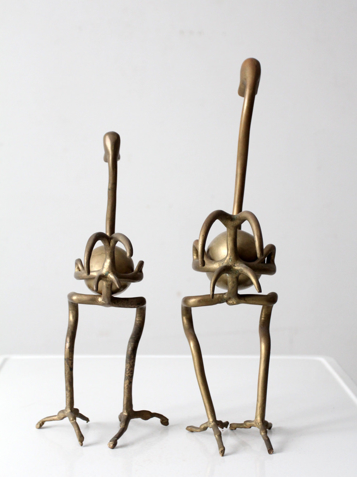 pair of 1970s brass ostrich sculptures