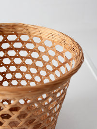 vintage open weave wicker waste basket