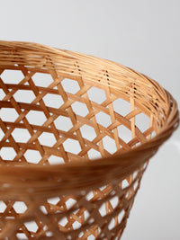 vintage open weave wicker waste basket