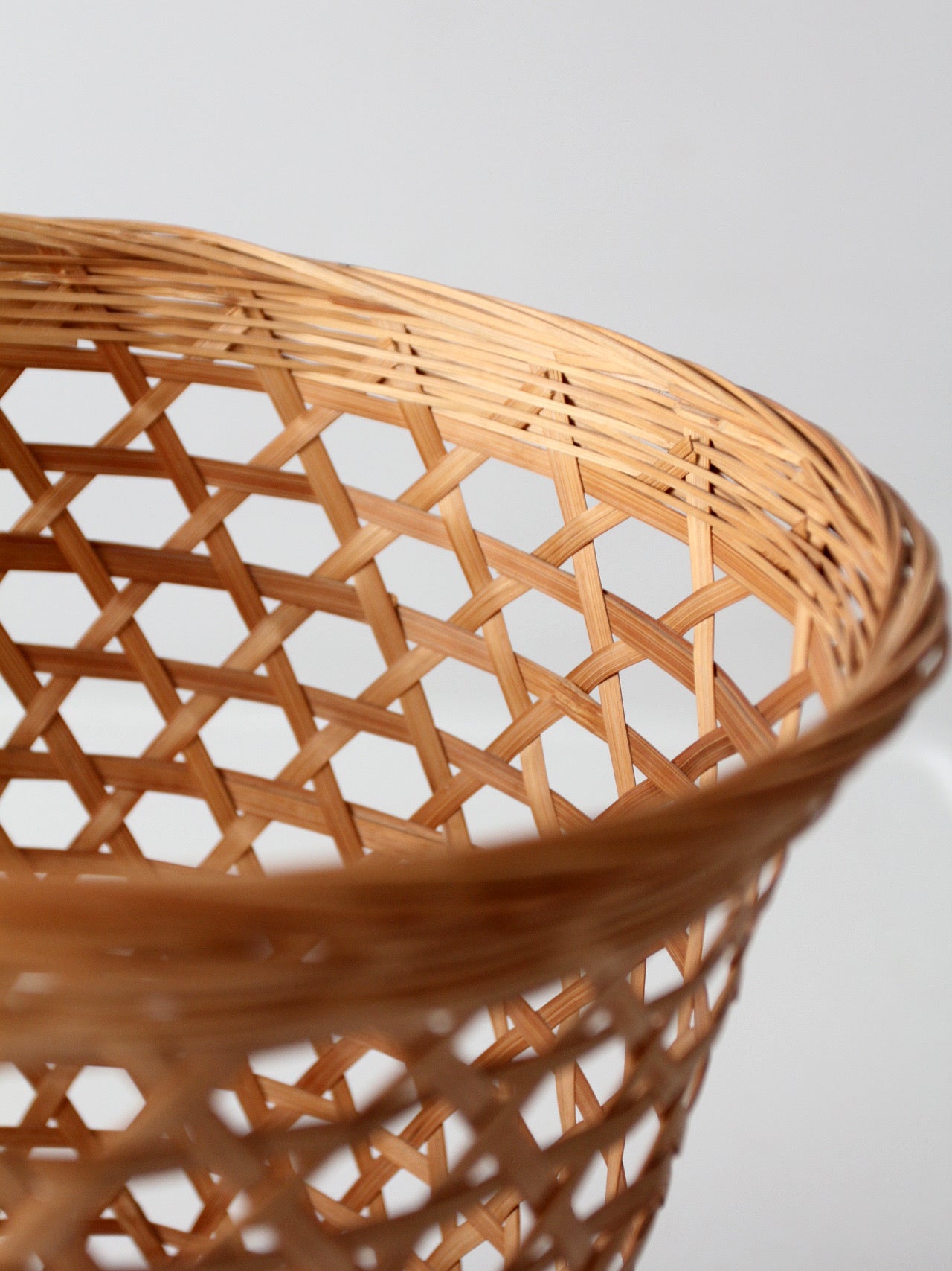 vintage open weave wicker waste basket