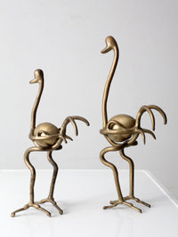 pair of 1970s brass ostrich sculptures