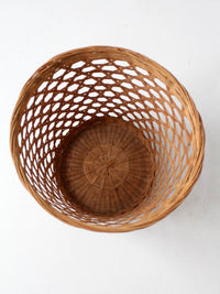 vintage open weave wicker waste basket