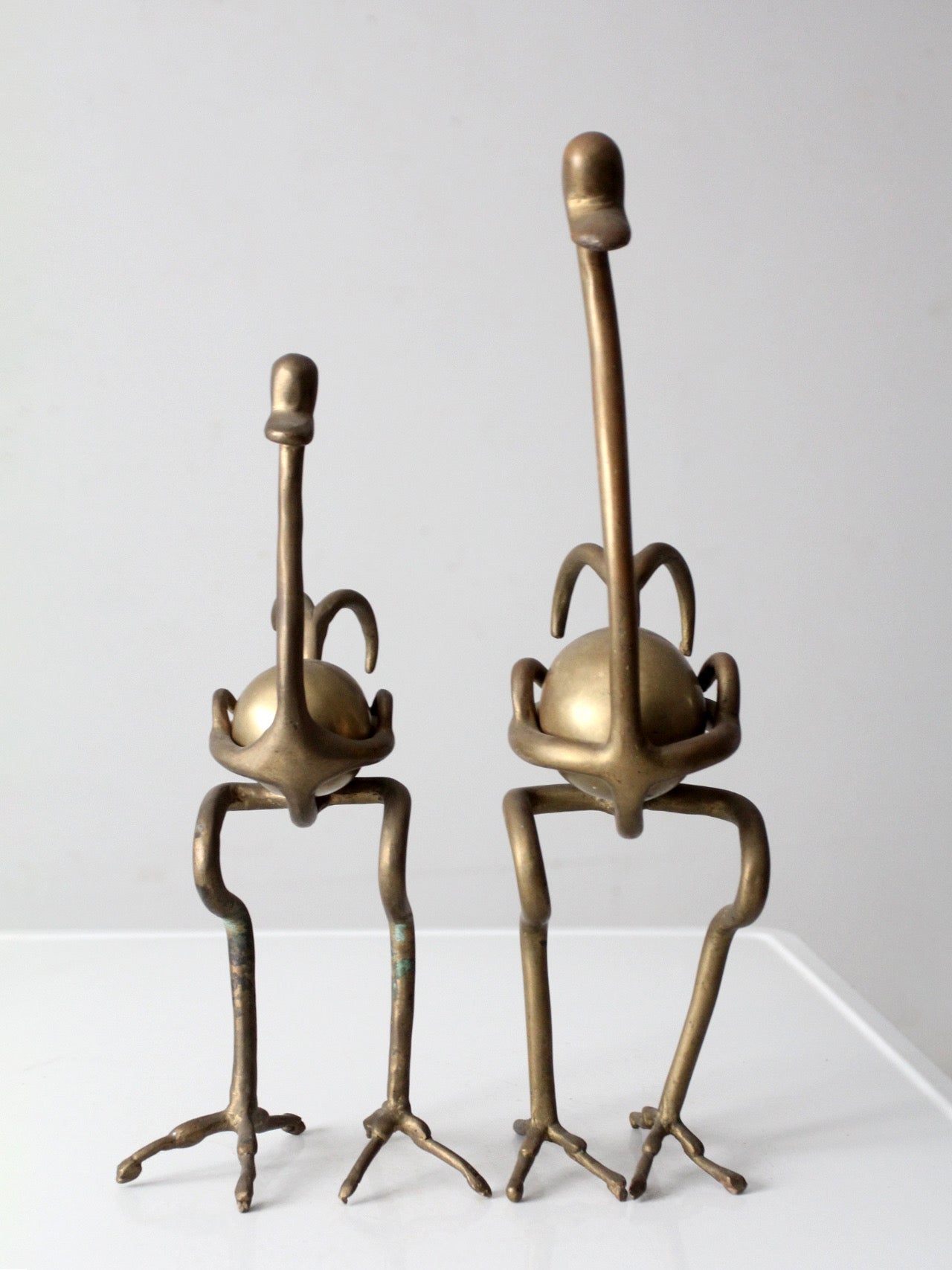 pair of 1970s brass ostrich sculptures