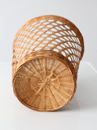vintage open weave wicker waste basket