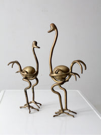 pair of 1970s brass ostrich sculptures