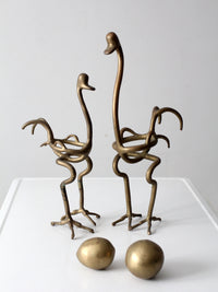 pair of 1970s brass ostrich sculptures