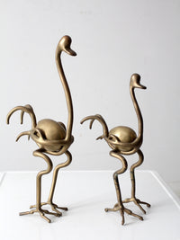 pair of 1970s brass ostrich sculptures