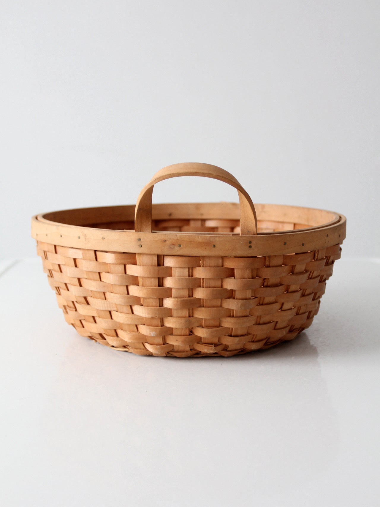 vintage handwoven wood splint basket