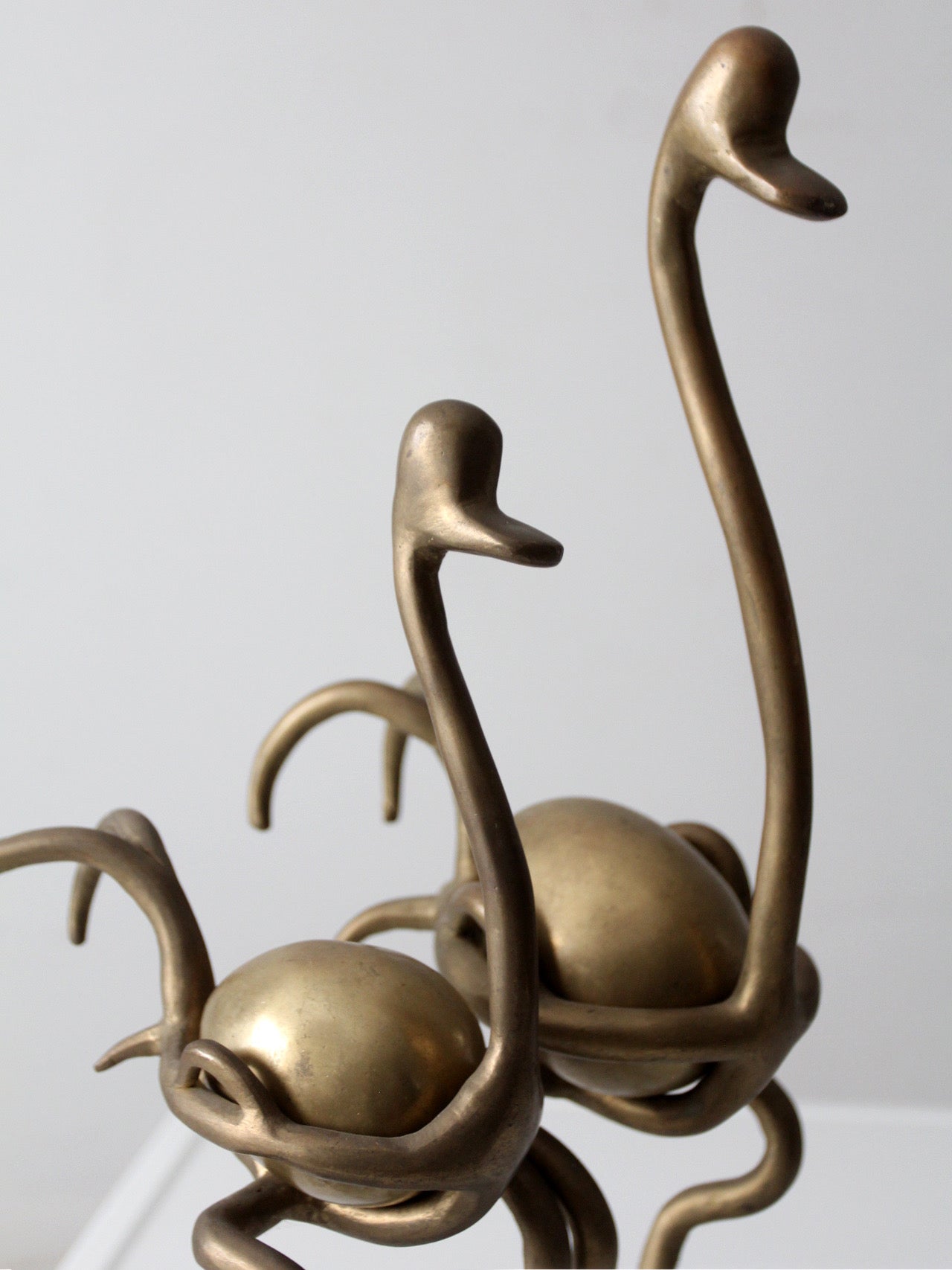 pair of 1970s brass ostrich sculptures