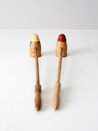 mid-century wooden novelty salt and pepper shakers