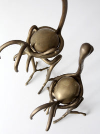 pair of 1970s brass ostrich sculptures
