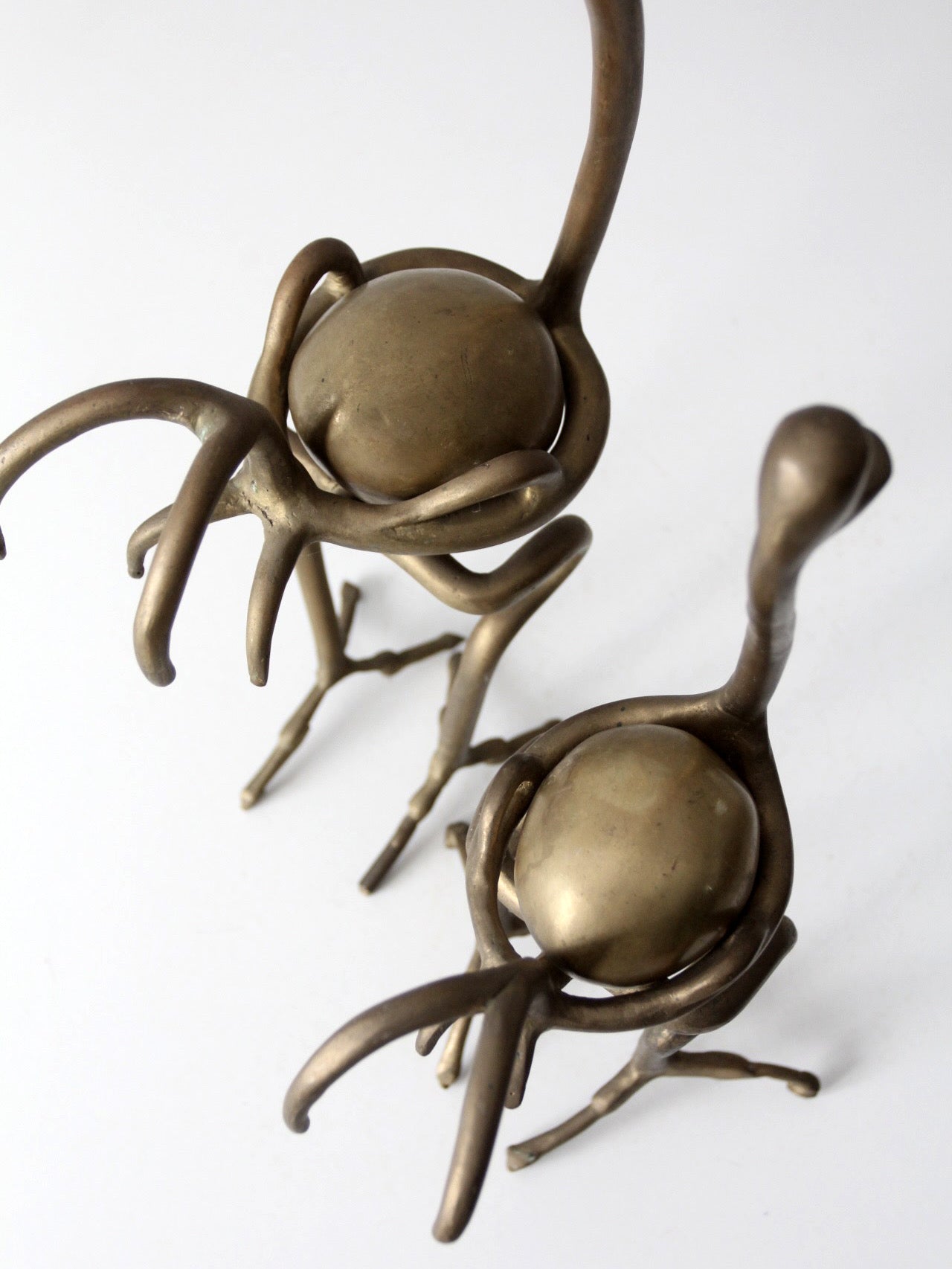 pair of 1970s brass ostrich sculptures
