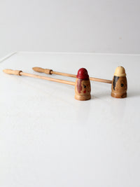 mid-century wooden novelty salt and pepper shakers