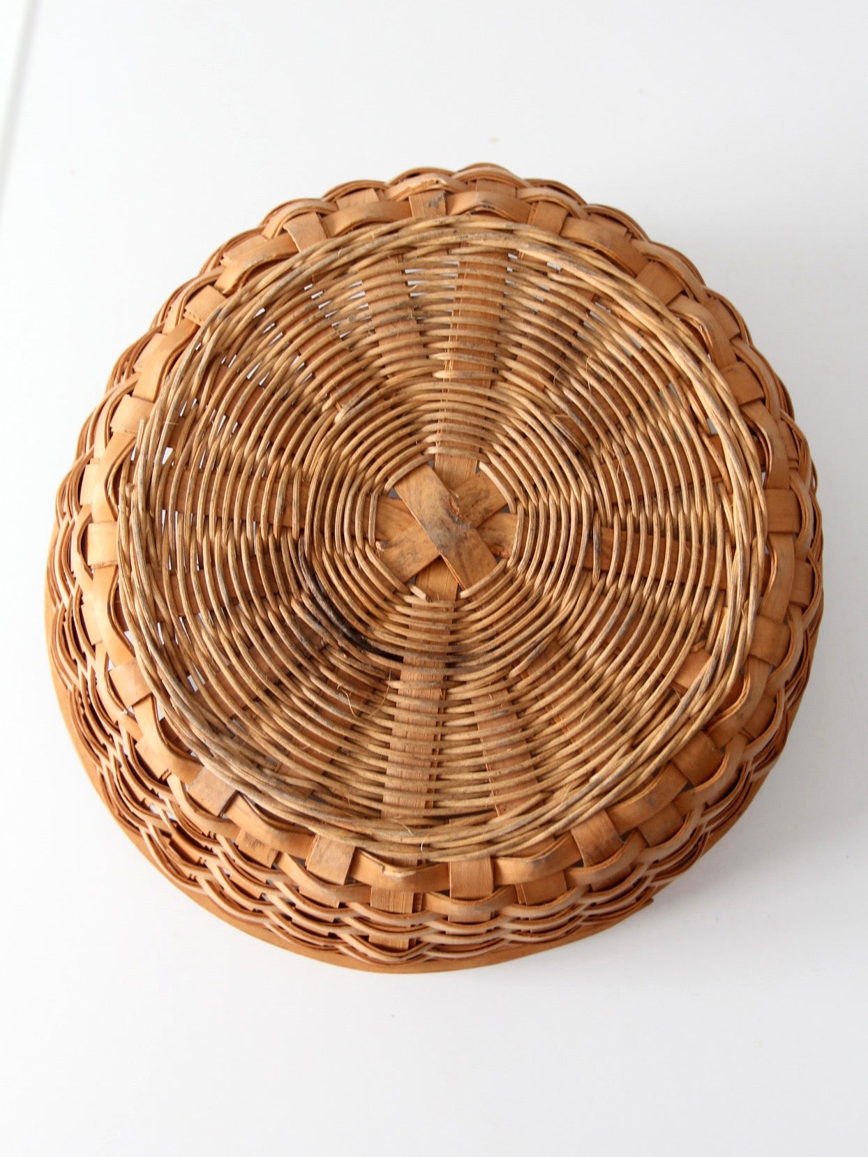 vintage handwoven wood splint basket