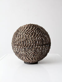 vintage Brutalist welded metal sphere sculpture