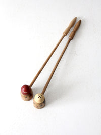 mid-century wooden novelty salt and pepper shakers