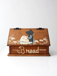 vintage storybook folk art wood bread box