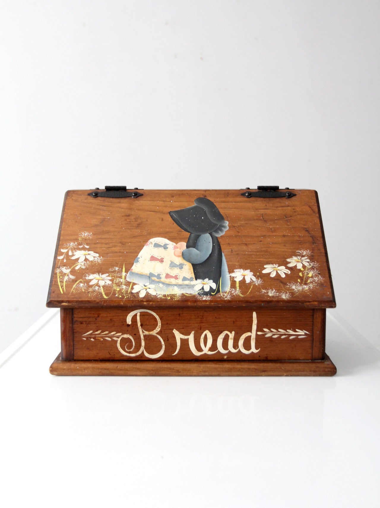 vintage storybook folk art wood bread box