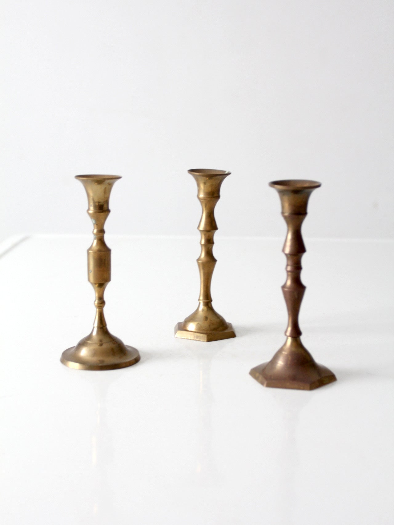 vintage brass candlesticks set of 3