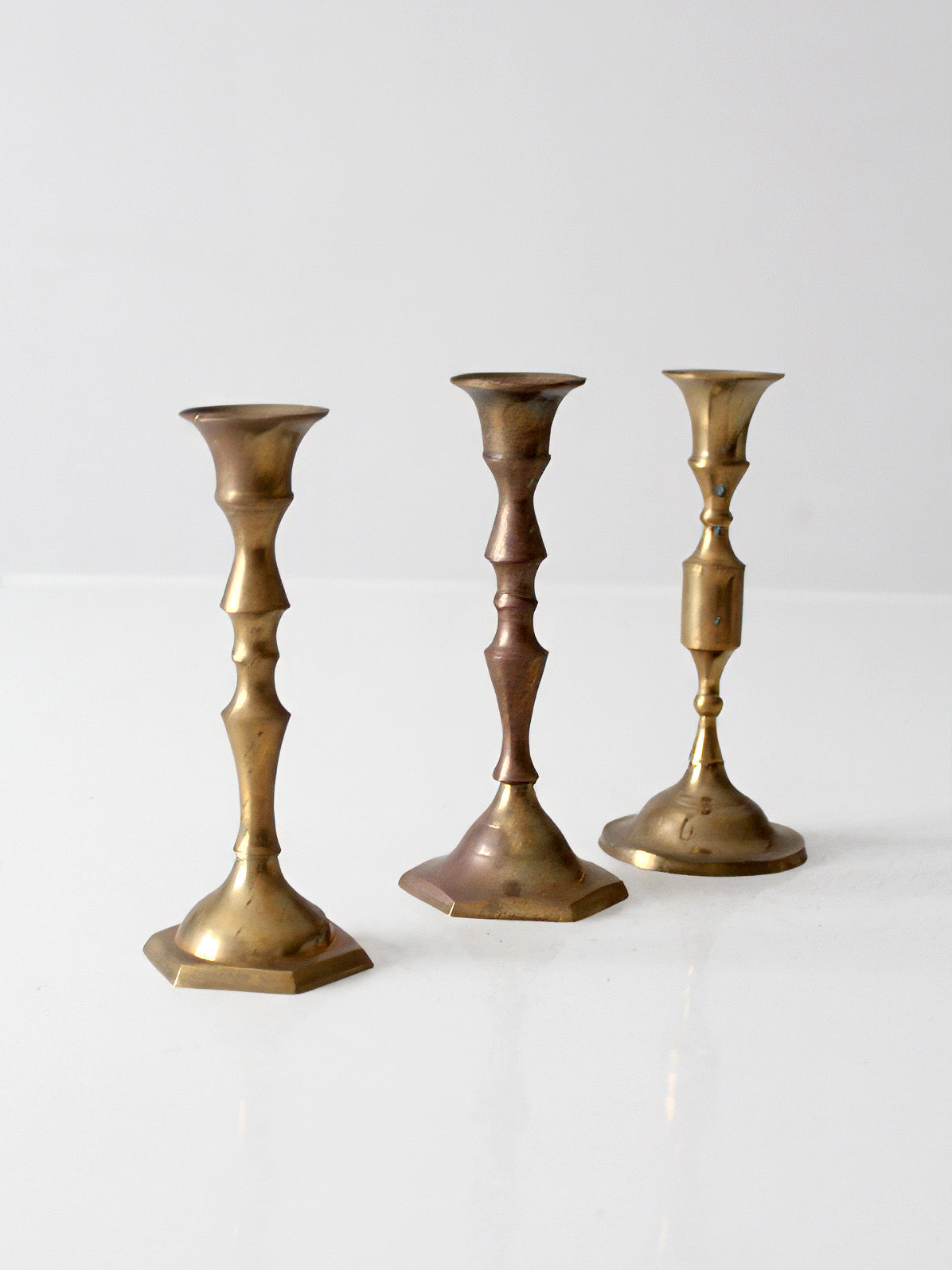 vintage brass candlesticks set of 3