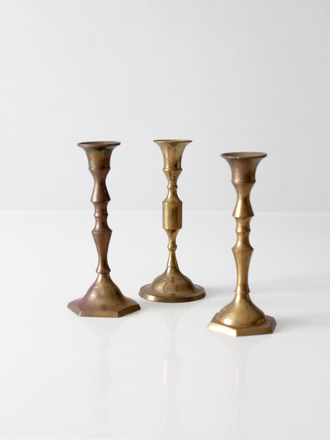 vintage brass candlesticks set of 3