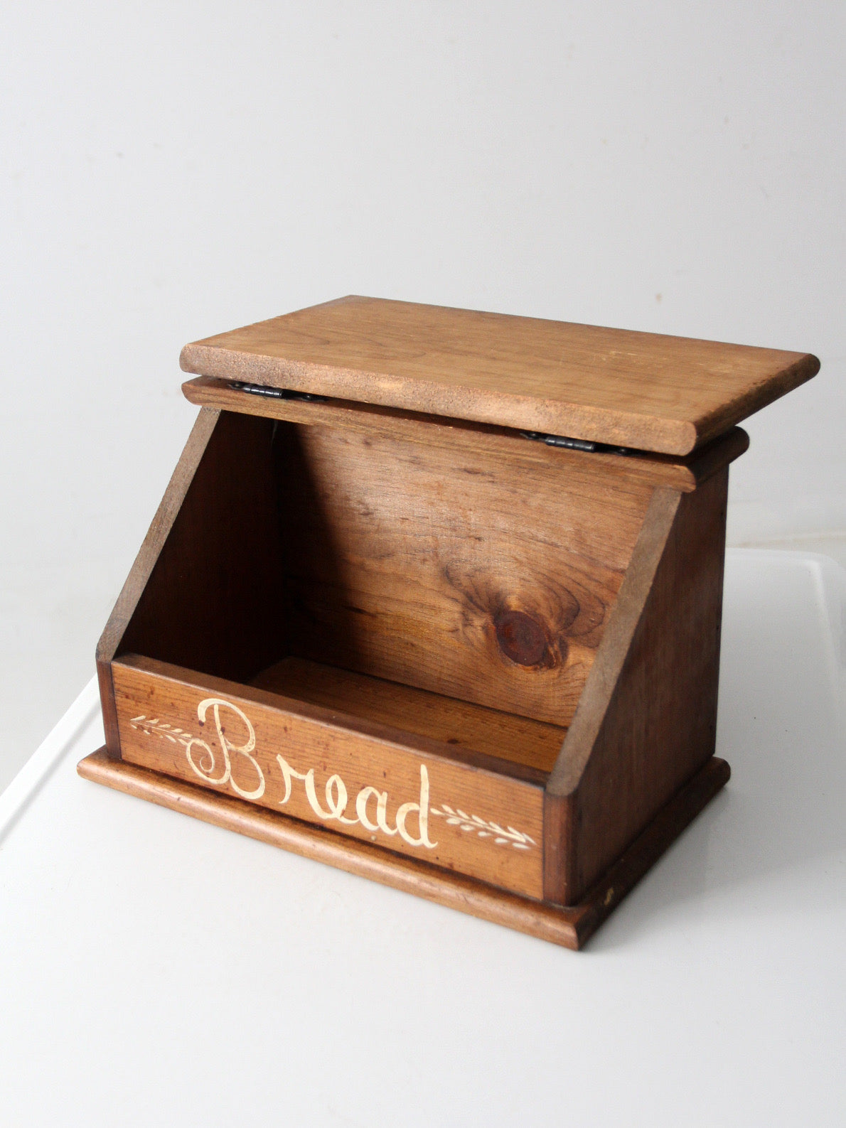 vintage storybook folk art wood bread box