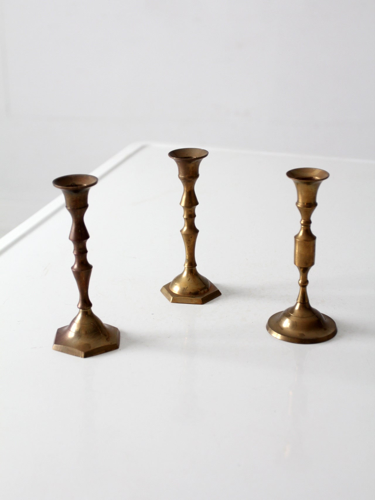 vintage brass candlesticks set of 3