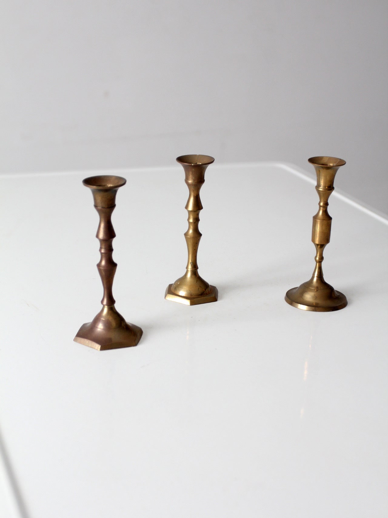 vintage brass candlesticks set of 3