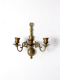 vintage brass three arm wall candle sconce