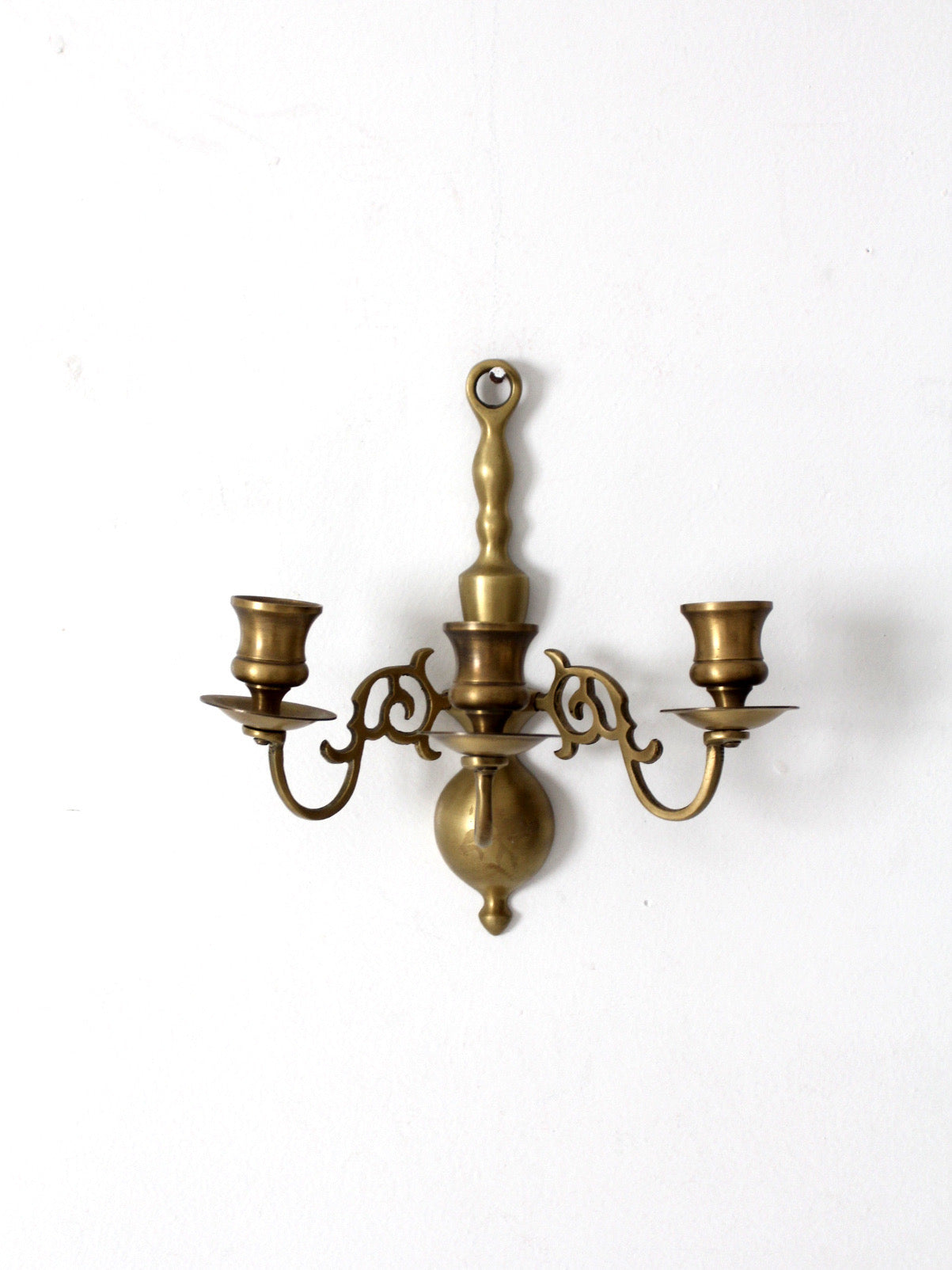 vintage brass three arm wall candle sconce