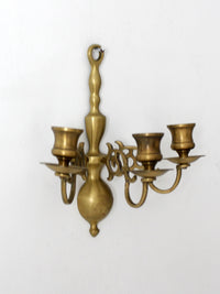 vintage brass three arm wall candle sconce